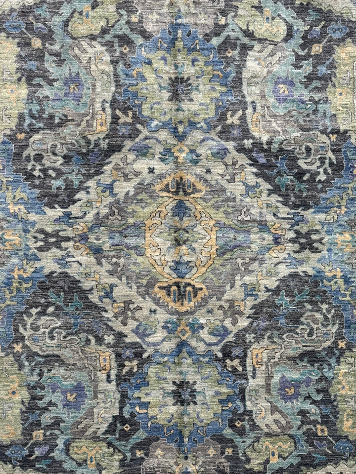 Slate Blue, Charcoal &amp; Aqua Ornamental Rug – 11’8” x 14’9”