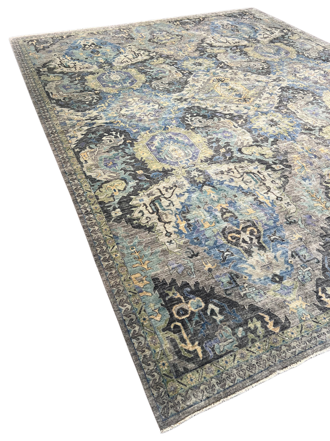 Slate Blue, Charcoal &amp; Aqua Ornamental Rug – 11’8” x 14’9”
