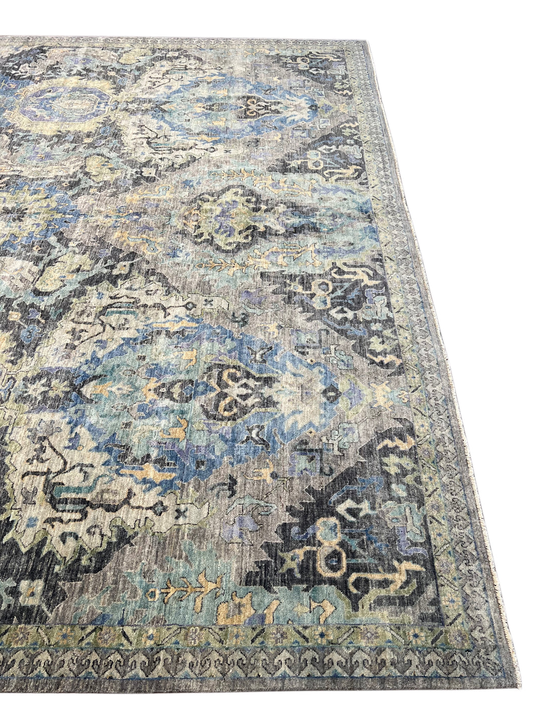 Slate Blue, Charcoal &amp; Aqua Ornamental Rug – 11’8” x 14’9”