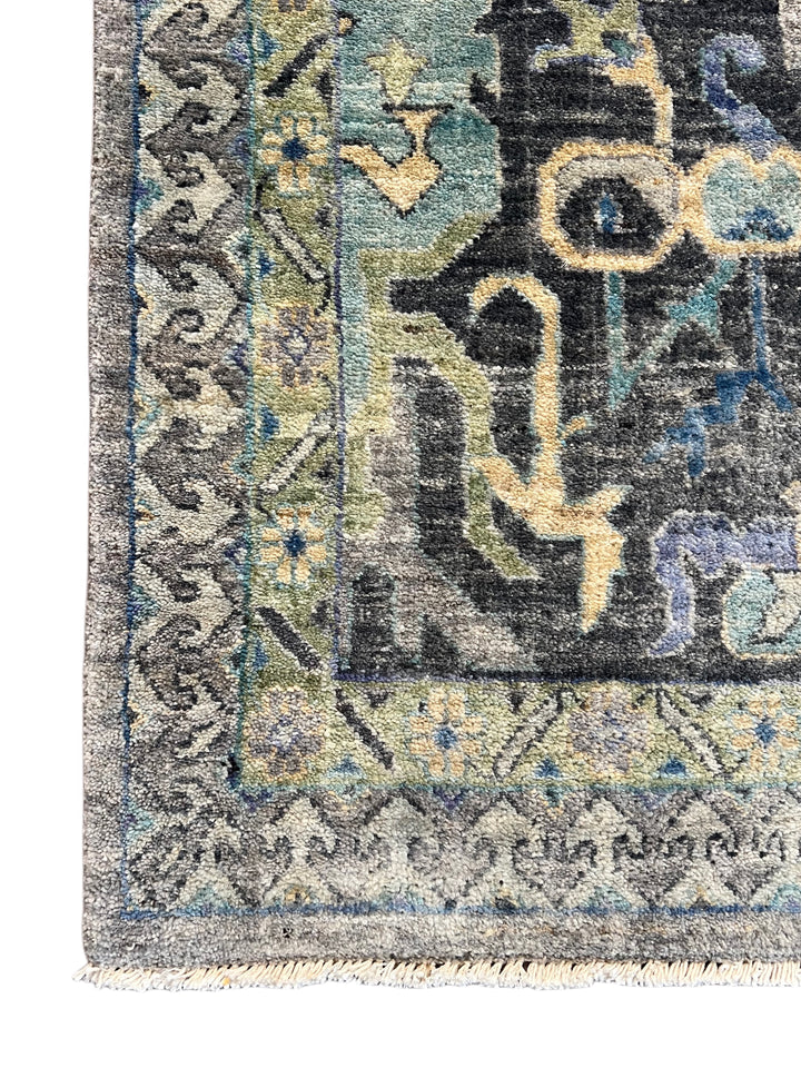 Slate Blue, Charcoal &amp; Aqua Ornamental Rug – 11’8” x 14’9”