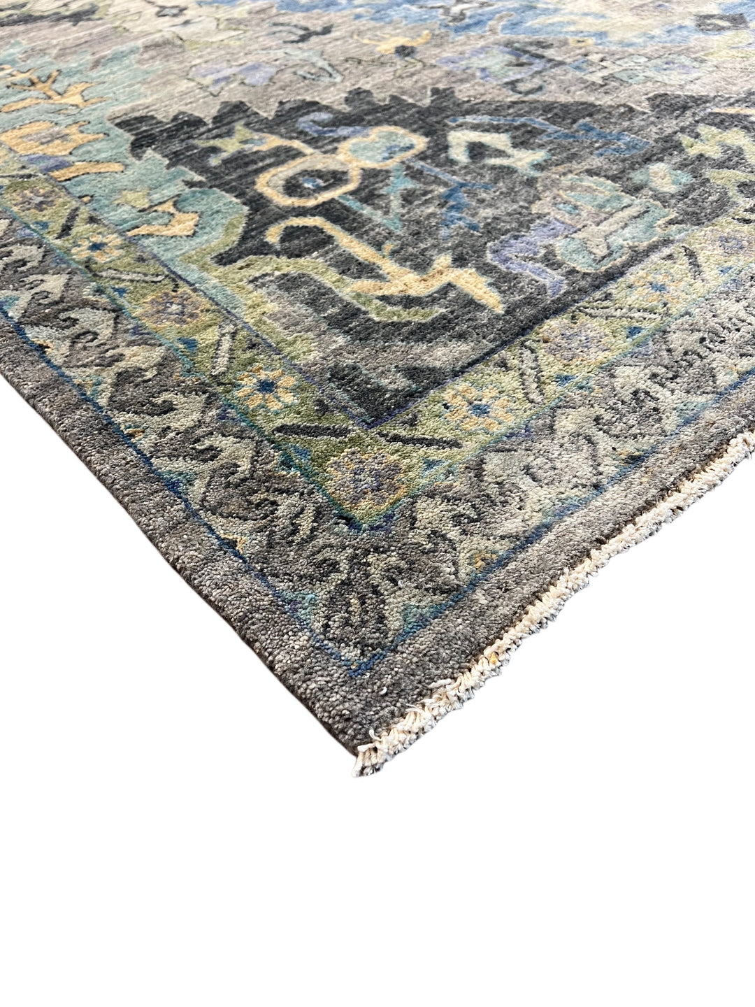 Slate Blue, Charcoal &amp; Aqua Ornamental Rug – 11’8” x 14’9”