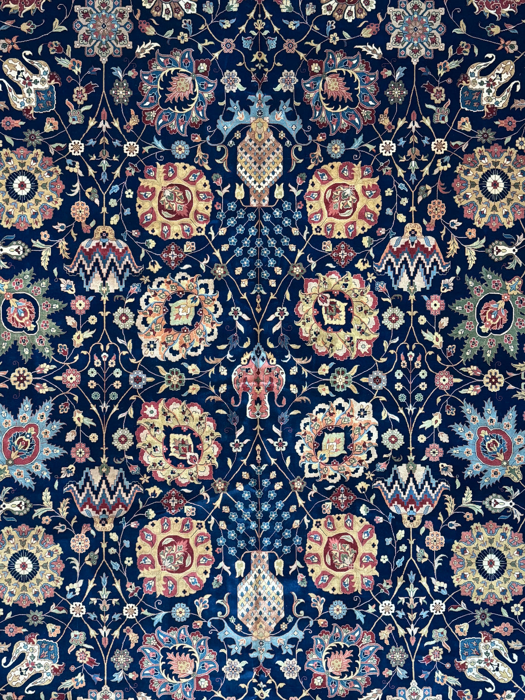 Navy Blue &amp; Burgundy Agra Style Floral Rug – 14’ x 19’