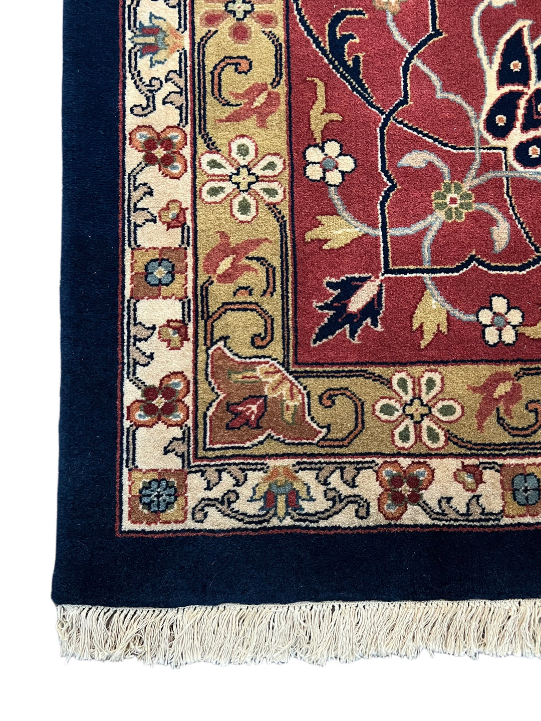 Navy Blue &amp; Burgundy Agra Style Floral Rug – 14’ x 19’