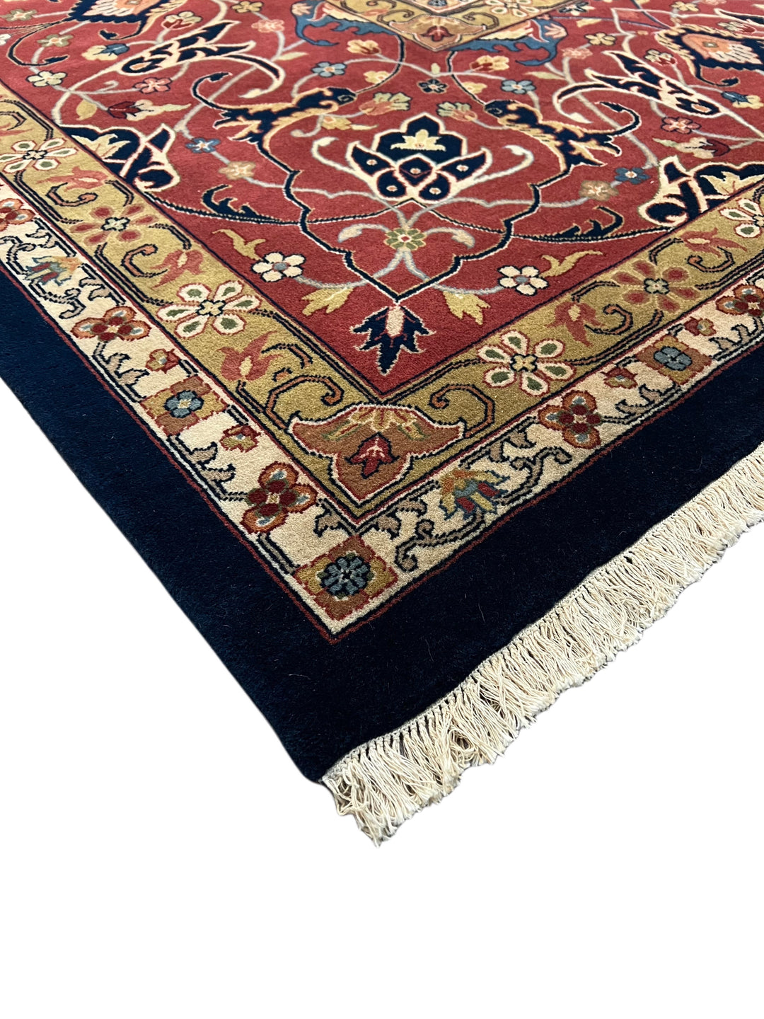 Navy Blue &amp; Burgundy Agra Style Floral Rug – 14’ x 19’