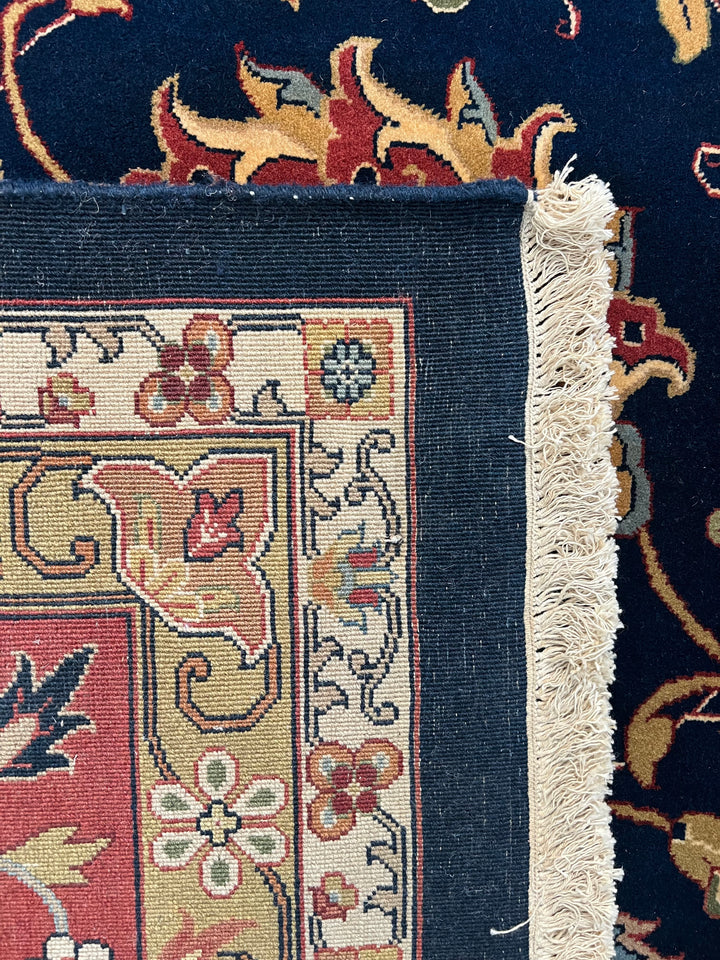 Navy Blue &amp; Burgundy Agra Style Floral Rug – 14’ x 19’