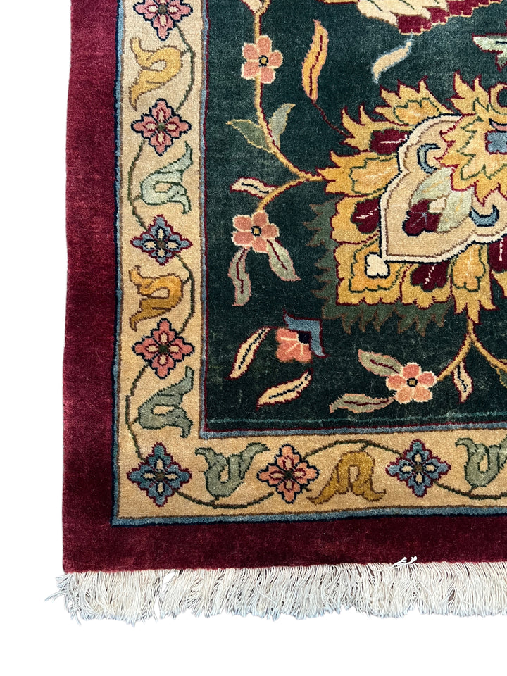 Burgundy &amp; Deep Green Agra Style Floral Rug – 12’0” x 17’7”