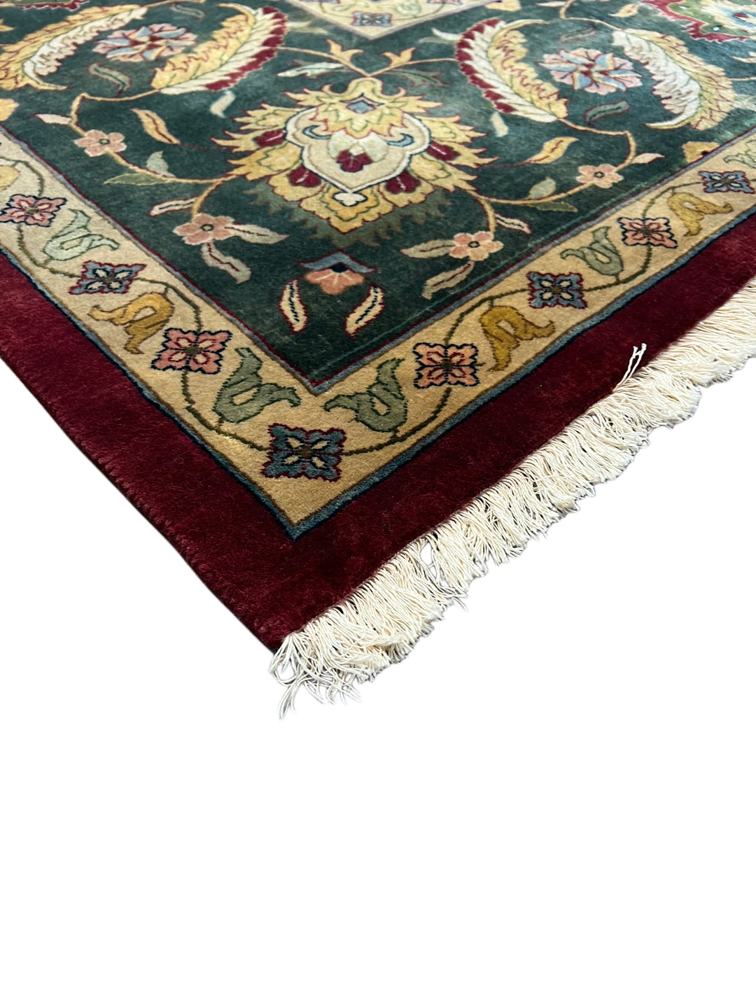 Burgundy &amp; Deep Green Agra Style Floral Rug – 12’0” x 17’7”