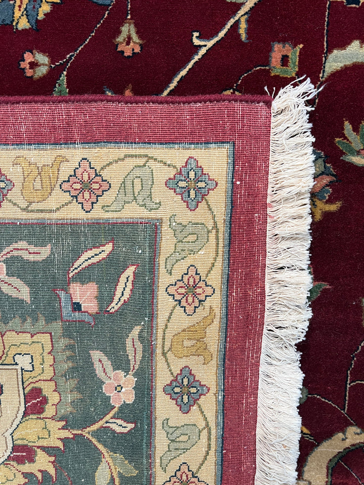 Burgundy &amp; Deep Green Agra Style Floral Rug – 12’0” x 17’7”