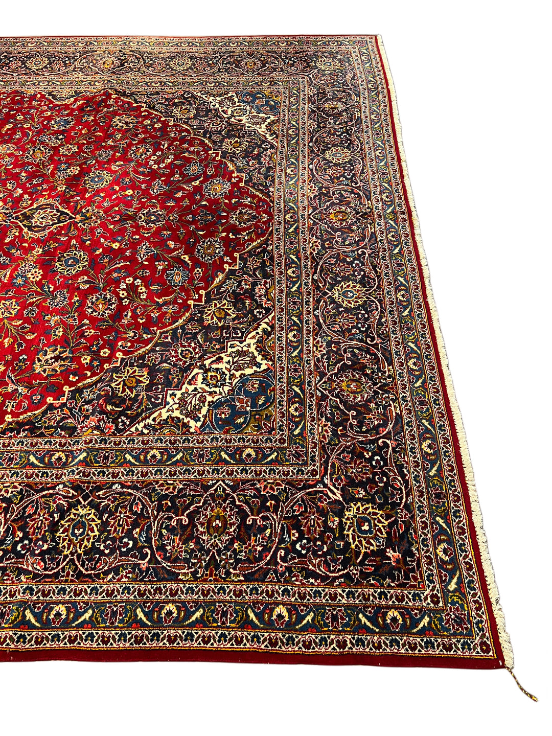 Red &amp; Navy Kashan Style Medallion Rug – 11’1” x 16’7”