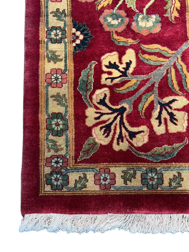 Burgundy &amp; Gold Agra Style Square Floral Rug – 11’6” x 12’6”