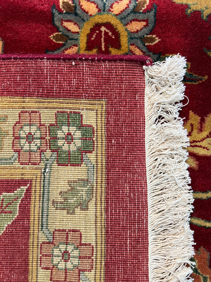 Burgundy &amp; Gold Agra Style Square Floral Rug – 11’6” x 12’6”