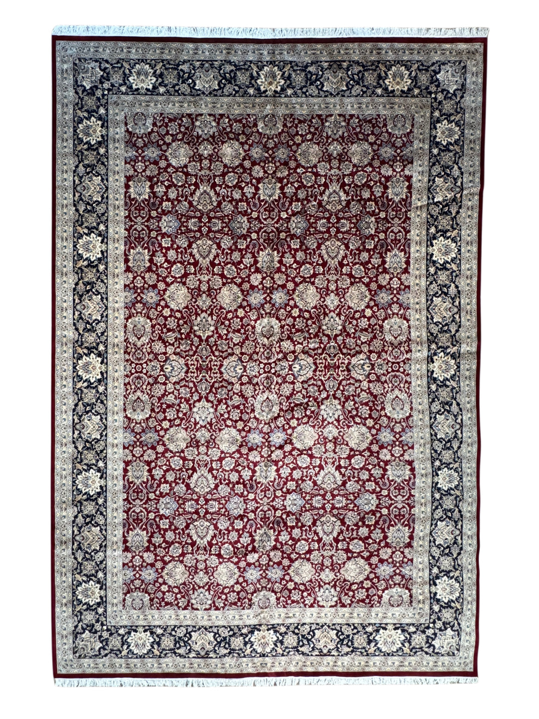 Burgundy &amp; Navy All-Over Floral Wool Rug – 12’0” x 18’2”