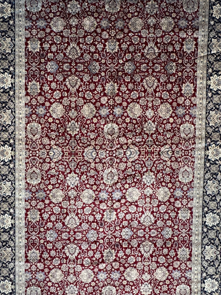 Burgundy &amp; Navy All-Over Floral Wool Rug – 12’0” x 18’2”