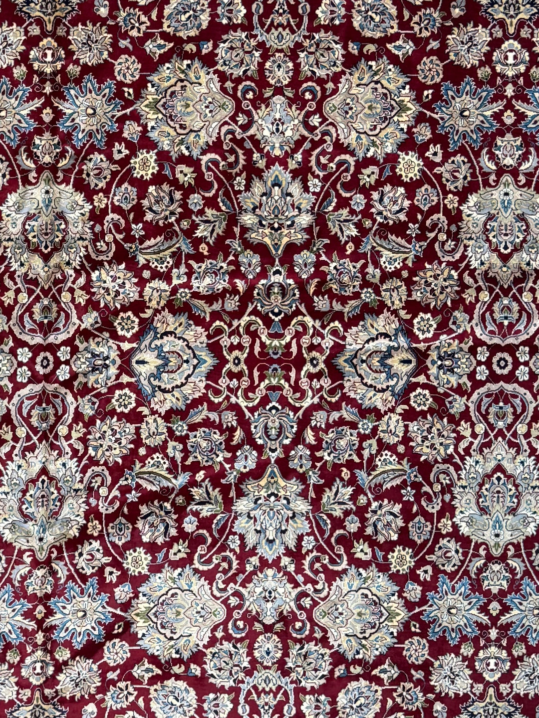 Burgundy &amp; Navy All-Over Floral Wool Rug – 12’0” x 18’2”