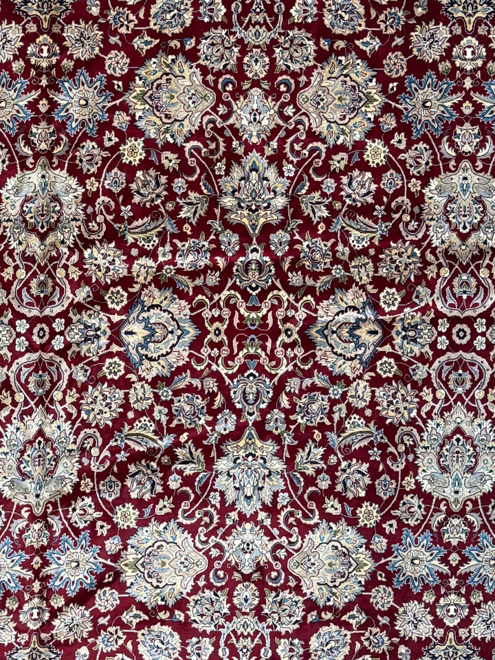 Burgundy &amp; Navy All-Over Floral Wool Rug – 12’0” x 18’2”