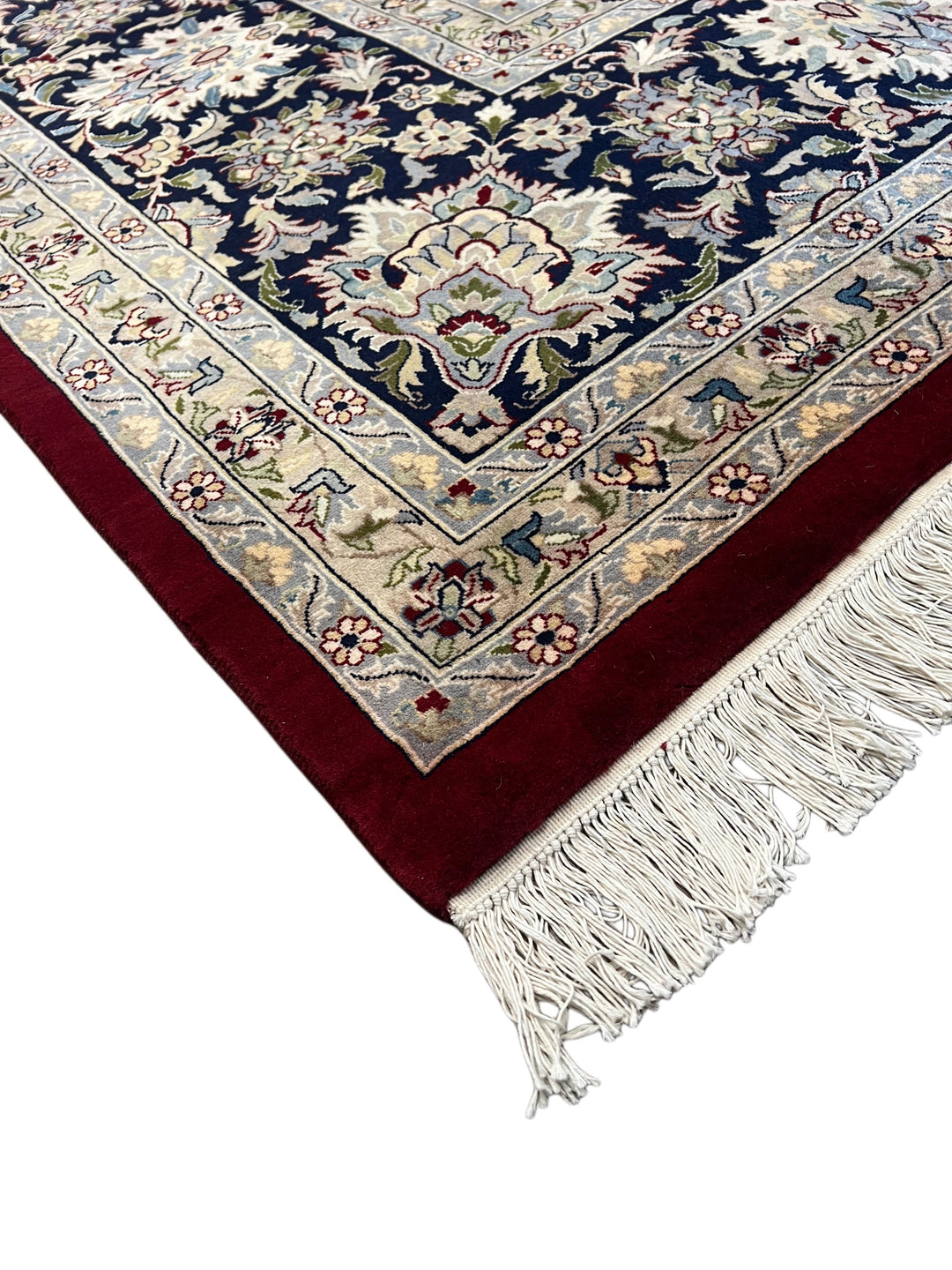 Burgundy &amp; Navy All-Over Floral Wool Rug – 12’0” x 18’2”