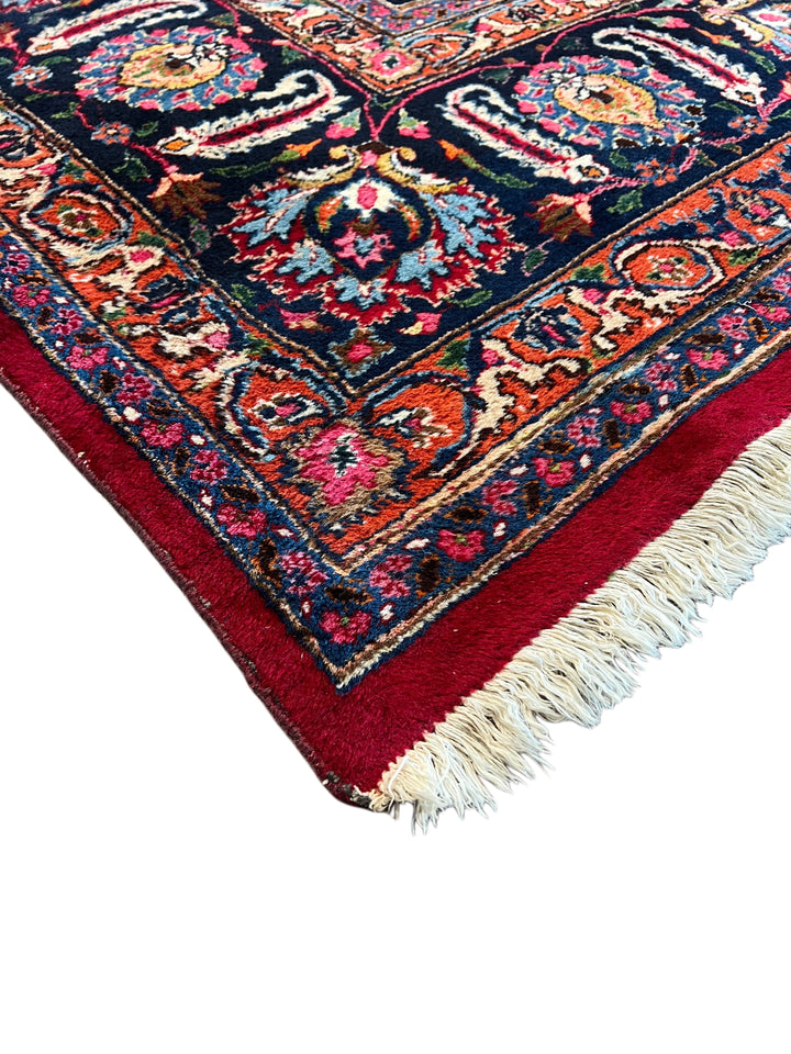Ruby Red &amp; Navy Medallion Kashan Style Rug – 11’5” x 14’2”