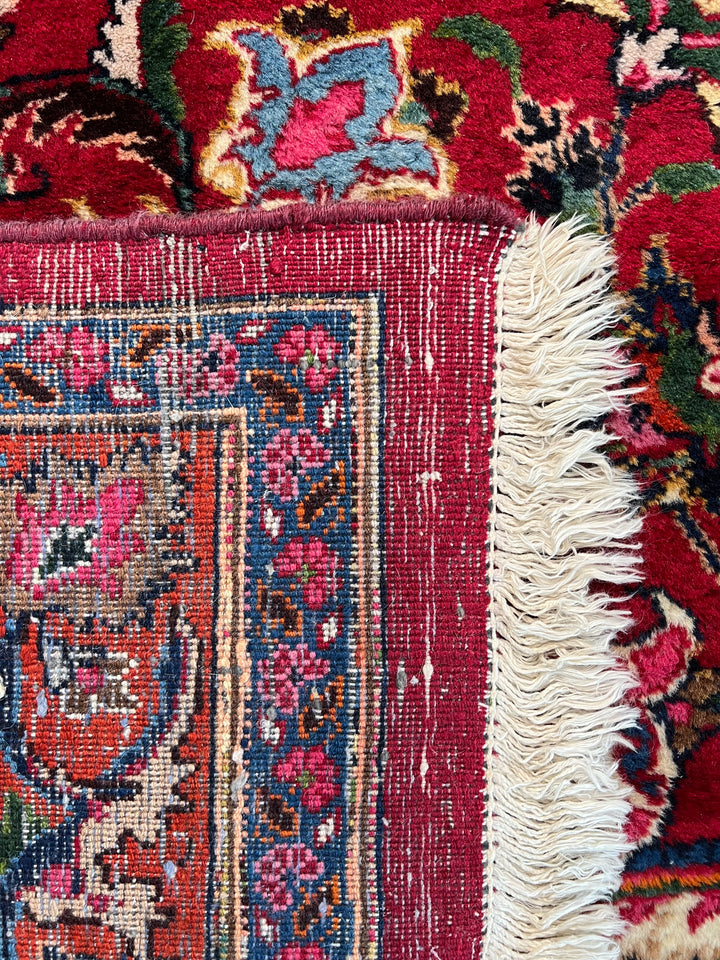 Ruby Red &amp; Navy Medallion Kashan Style Rug – 11’5” x 14’2”