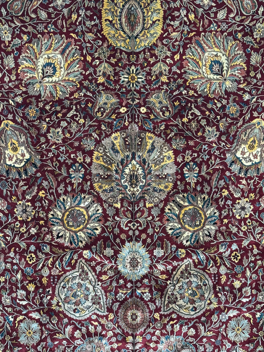 Burgundy &amp; Gold Floral Agra Style Rug – 11’11” x 15’1”