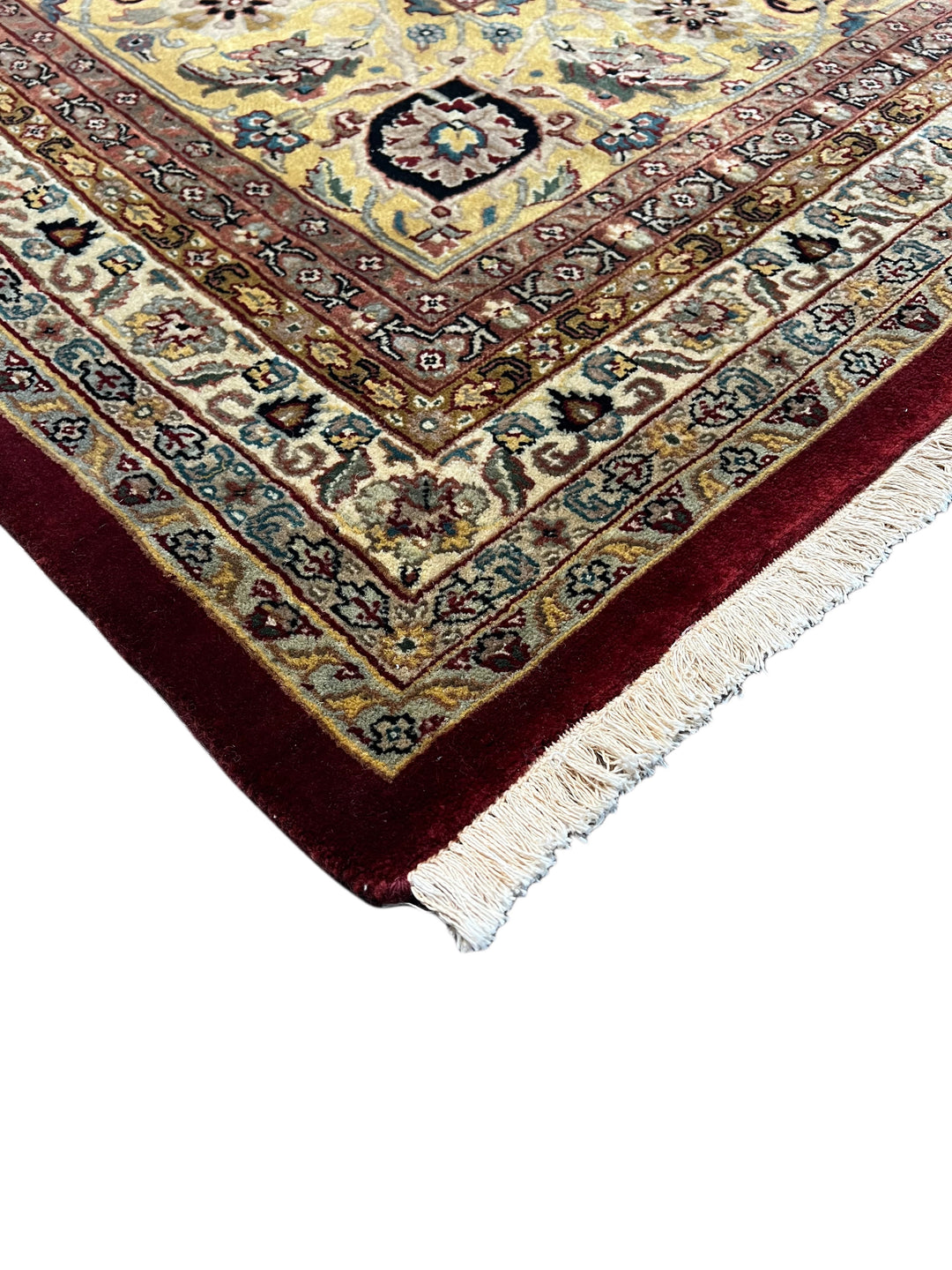 Burgundy &amp; Gold Floral Agra Style Rug – 11’11” x 15’1”