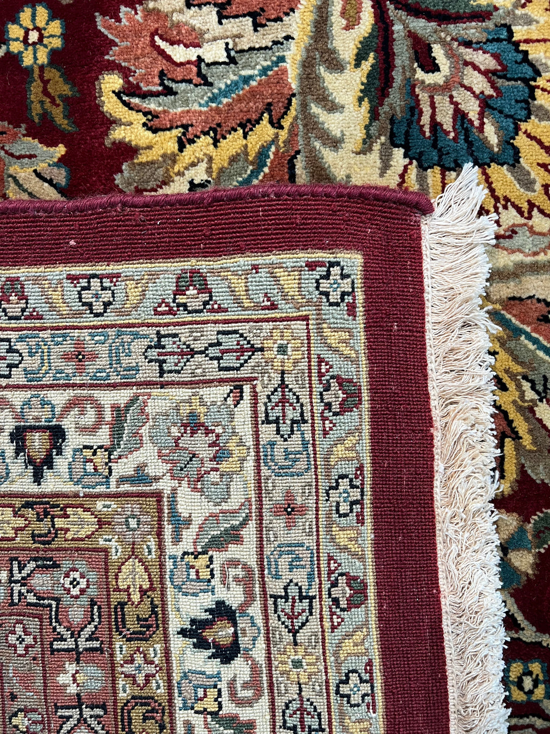 Burgundy &amp; Gold Floral Agra Style Rug – 11’11” x 15’1”