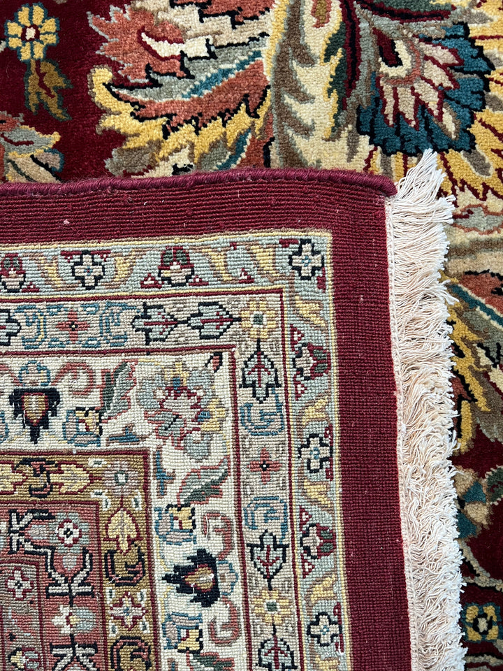 Burgundy &amp; Gold Floral Agra Style Rug – 11’11” x 15’1”