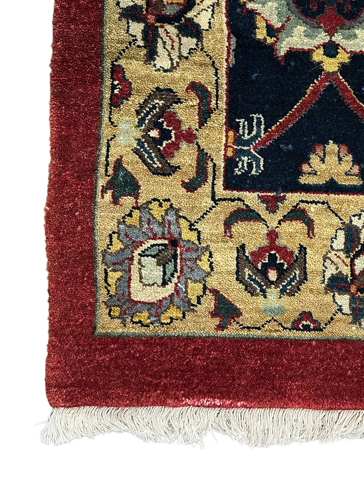 Red &amp; Navy Floral Indian Agra Style Rug – 12’1” x 15’10”