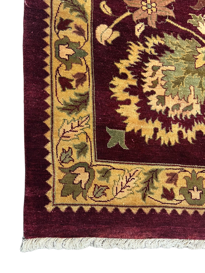 Burgundy &amp; Sage Floral Agra Style Rug – 12’3” x 14’10”