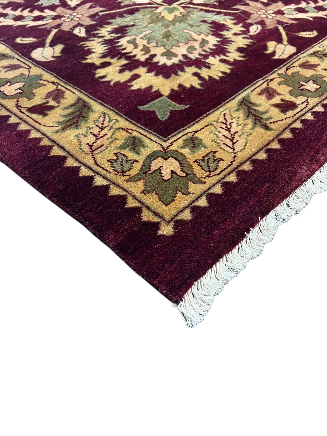 Burgundy &amp; Sage Floral Agra Style Rug – 12’3” x 14’10”