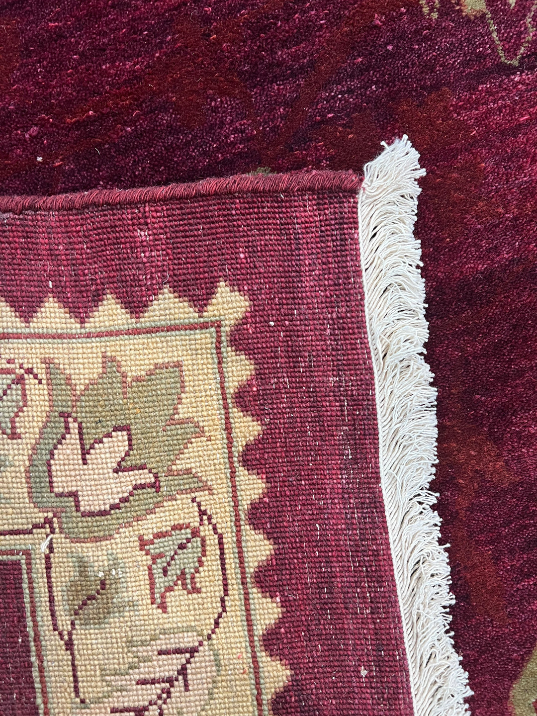 Burgundy &amp; Sage Floral Agra Style Rug – 12’3” x 14’10”