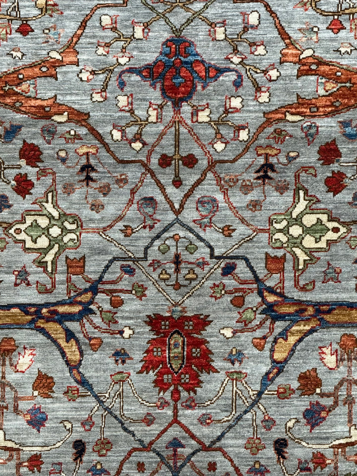 The Seraphina – Sky Blue &amp; Midnight Navy Botanical Rug – 5’1” x 6’8”