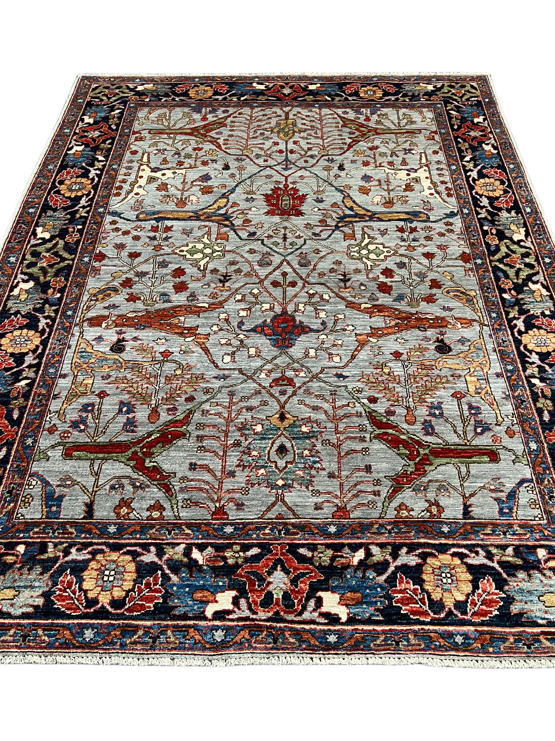 The Seraphina – Sky Blue &amp; Midnight Navy Botanical Rug – 5’1” x 6’8”