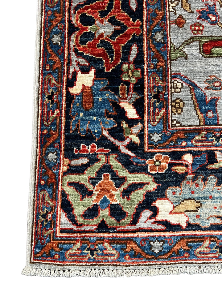 The Seraphina – Sky Blue &amp; Midnight Navy Botanical Rug – 5’1” x 6’8”
