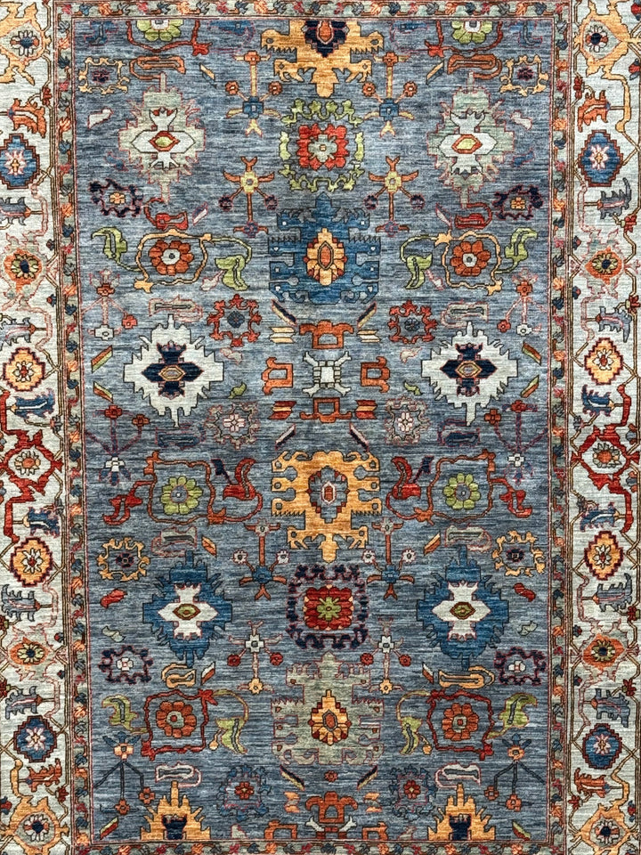 The Azura – Slate Blue &amp; Ivory Geometric Rug – 5’1” x 7’7”