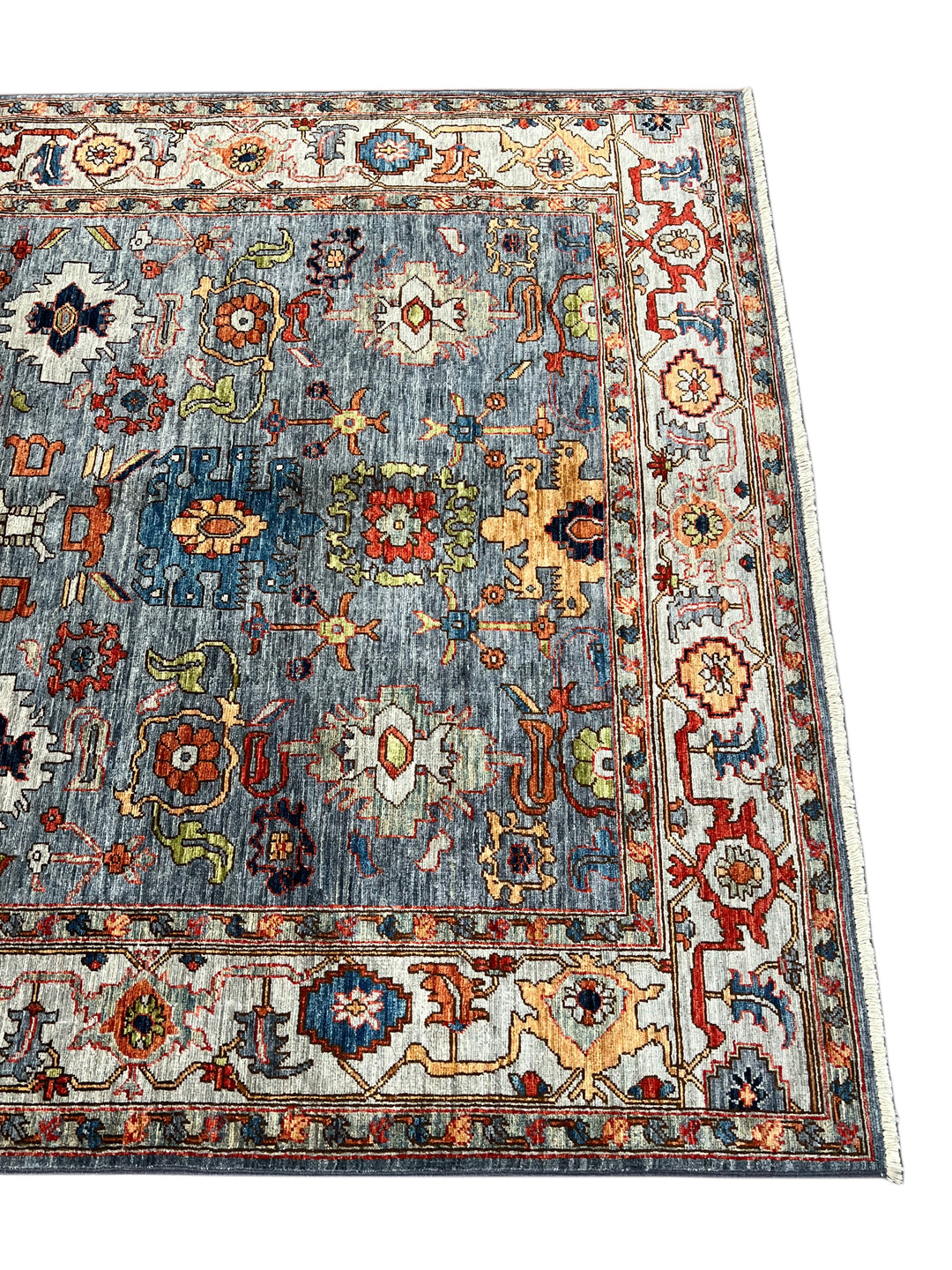 The Azura – Slate Blue &amp; Ivory Geometric Rug – 5’1” x 7’7”