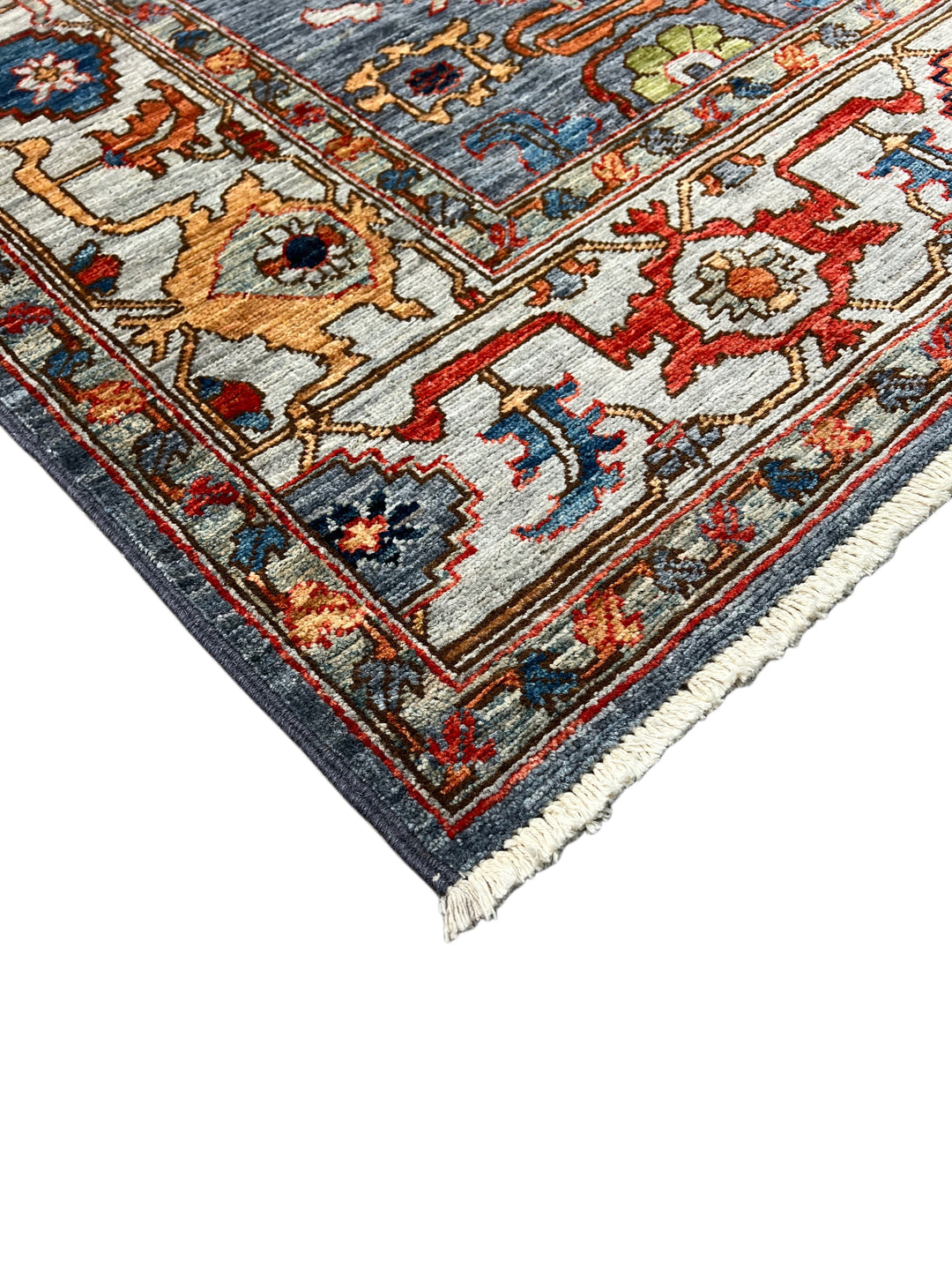 The Azura – Slate Blue &amp; Ivory Geometric Rug – 5’1” x 7’7”
