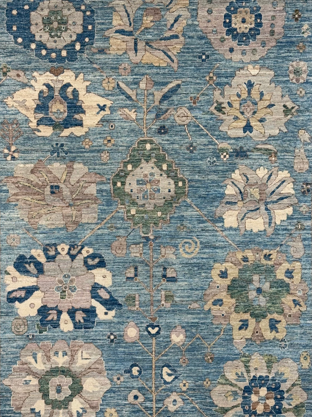 The Celestine – Soft Blue &amp; Ivory Botanical Rug – 5’1” x 7’10”