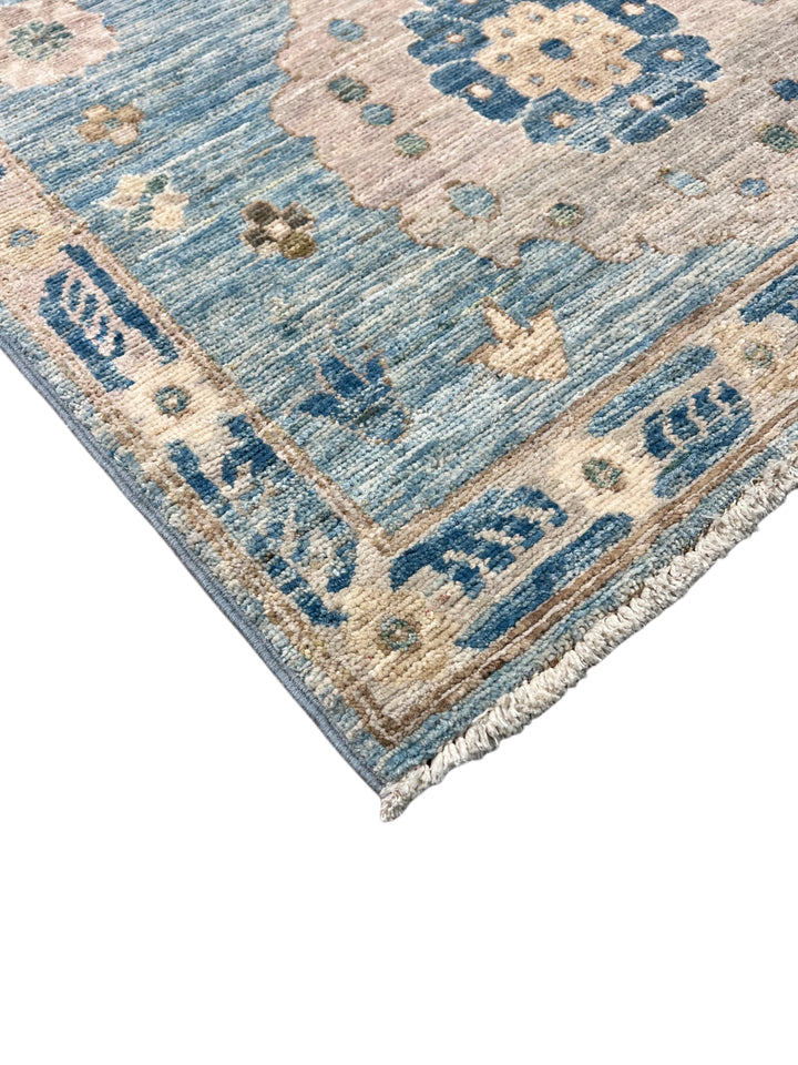 The Celestine – Soft Blue &amp; Ivory Botanical Rug – 5’1” x 7’10”