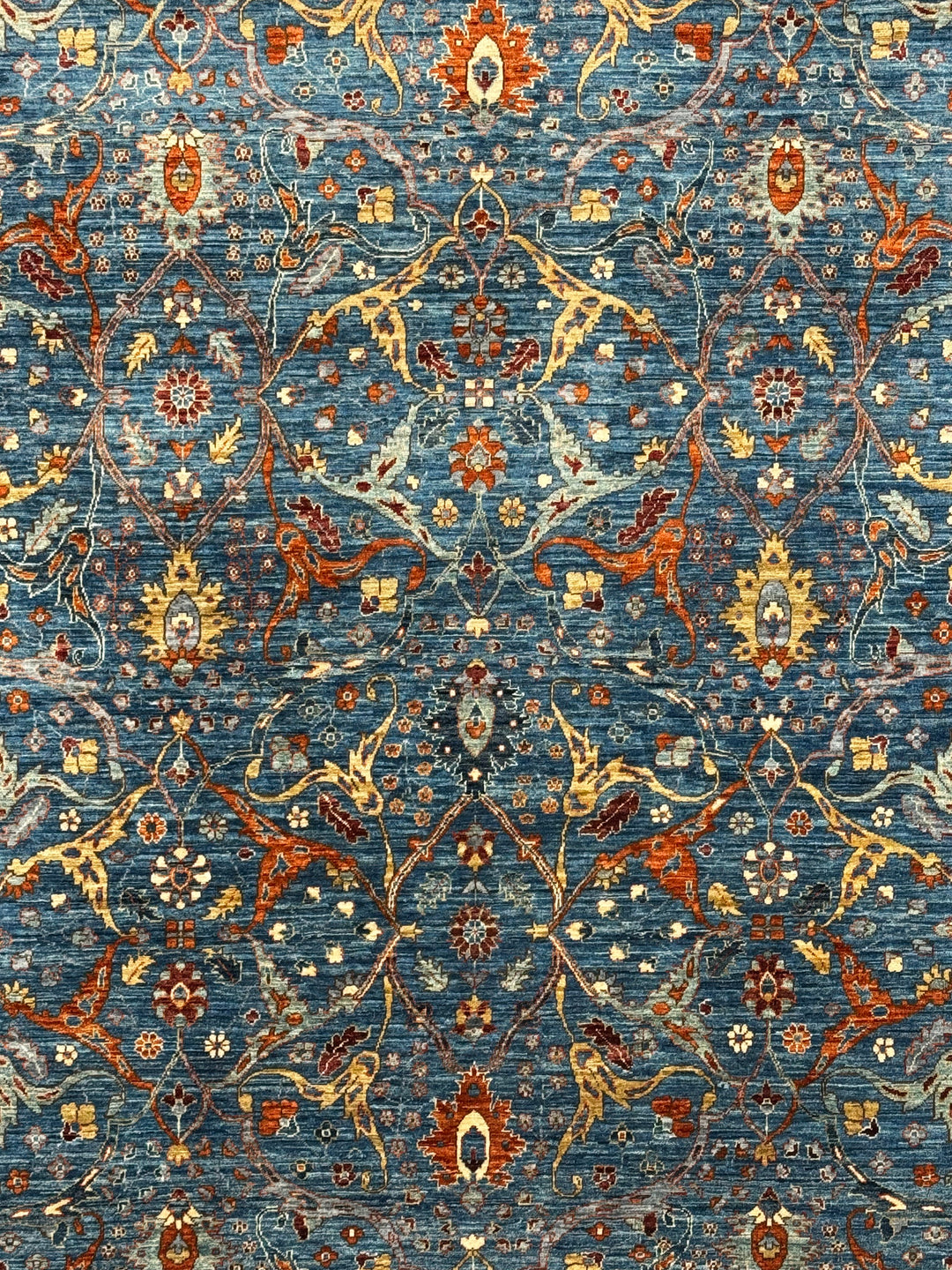 The Verona – Deep Blue, Rust &amp; Gold Floral Rug – 5’2” x 6’9”