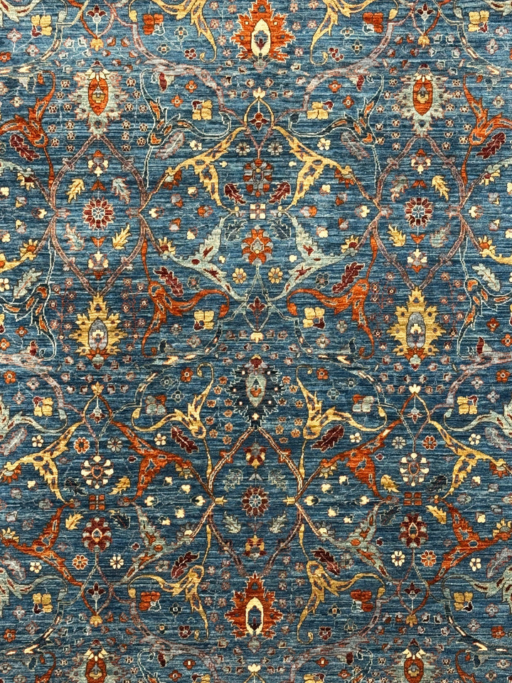The Verona – Deep Blue, Rust &amp; Gold Floral Rug – 5’2” x 6’9”