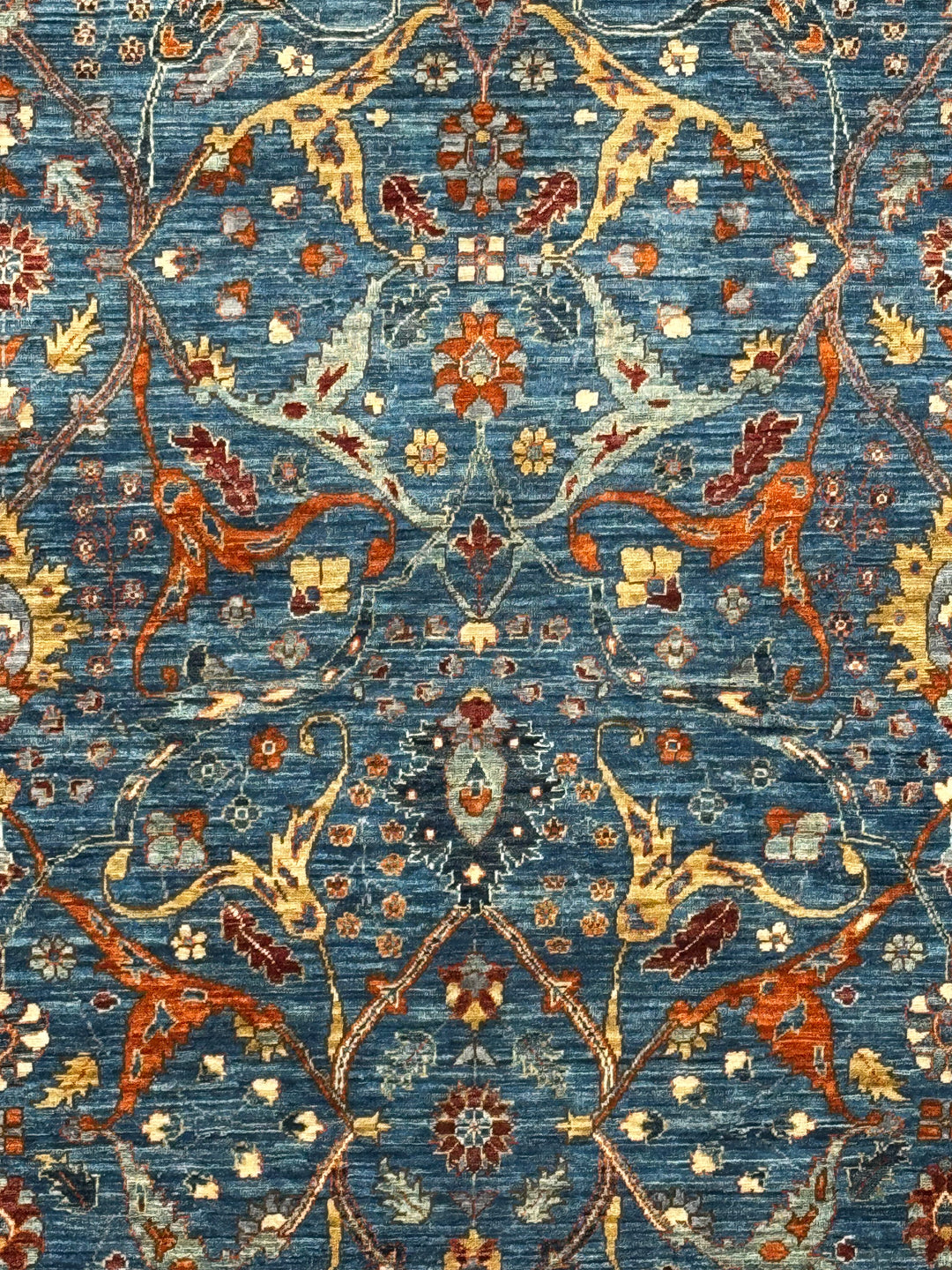 The Verona – Deep Blue, Rust &amp; Gold Floral Rug – 5’2” x 6’9”