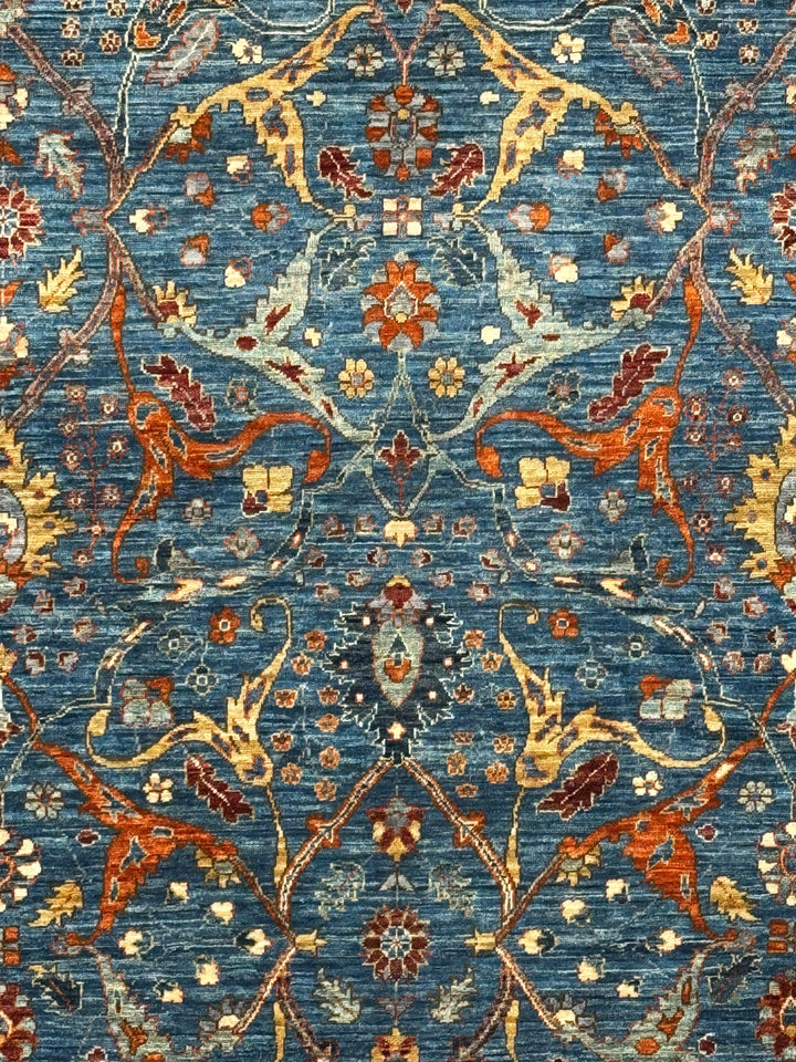 The Verona – Deep Blue, Rust &amp; Gold Floral Rug – 5’2” x 6’9”