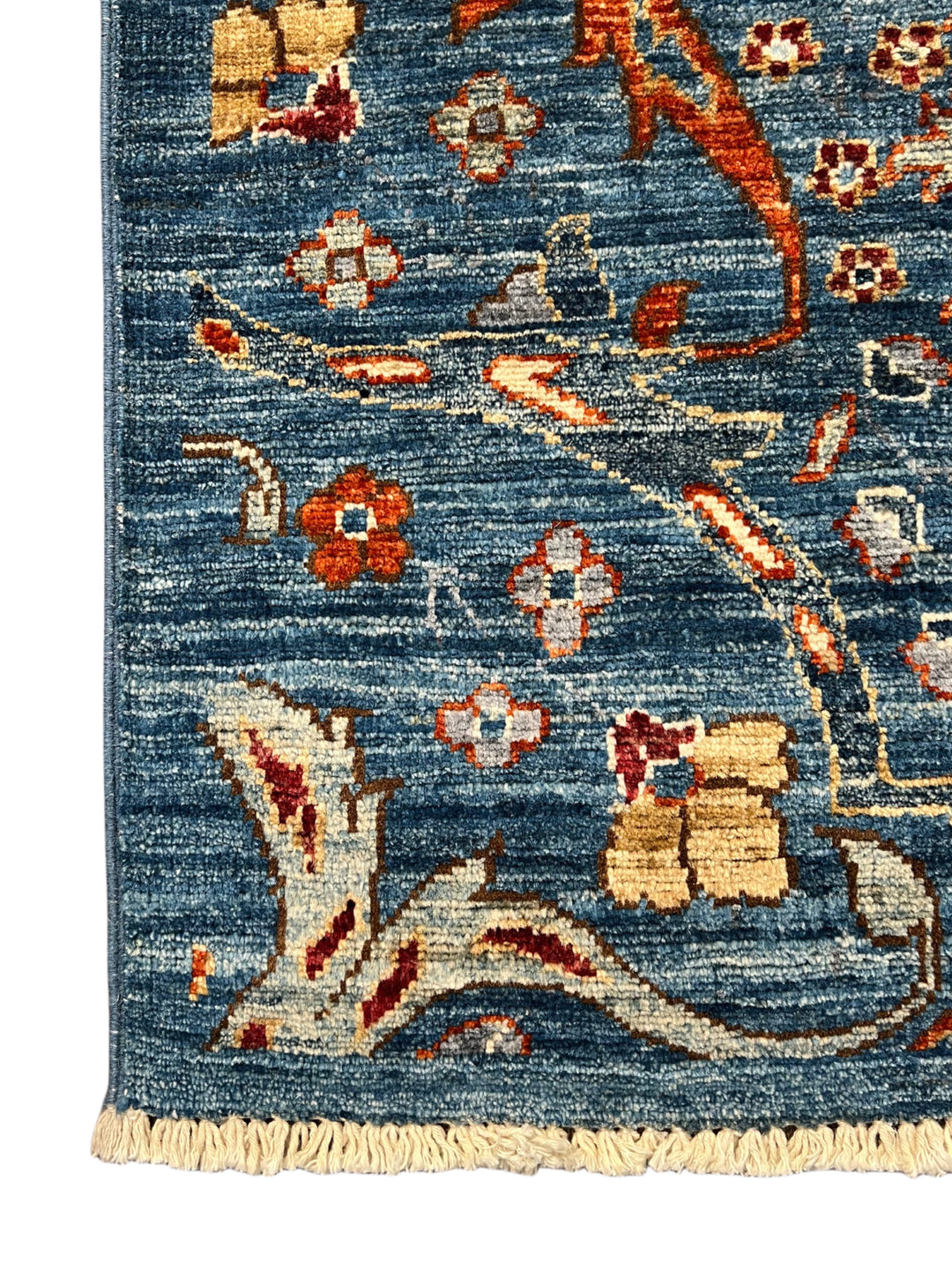 The Verona – Deep Blue, Rust &amp; Gold Floral Rug – 5’2” x 6’9”