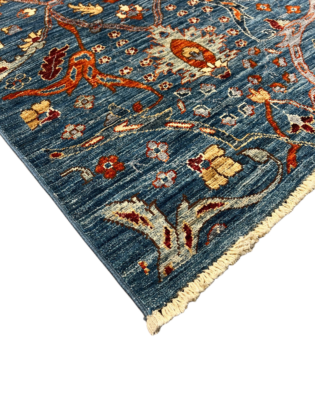 The Verona – Deep Blue, Rust &amp; Gold Floral Rug – 5’2” x 6’9”