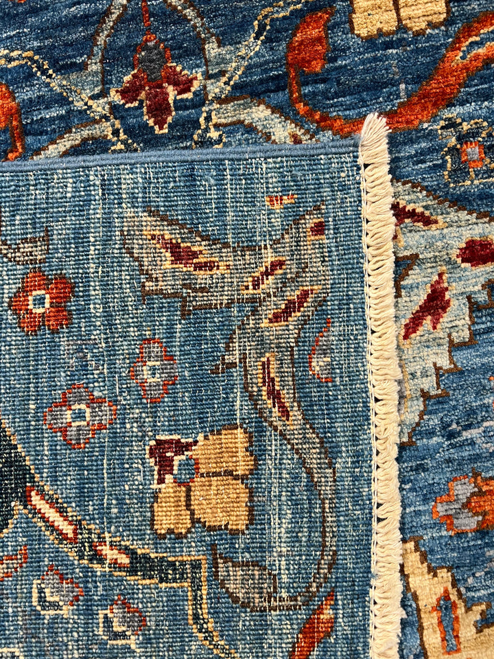 The Verona – Deep Blue, Rust &amp; Gold Floral Rug – 5’2” x 6’9”