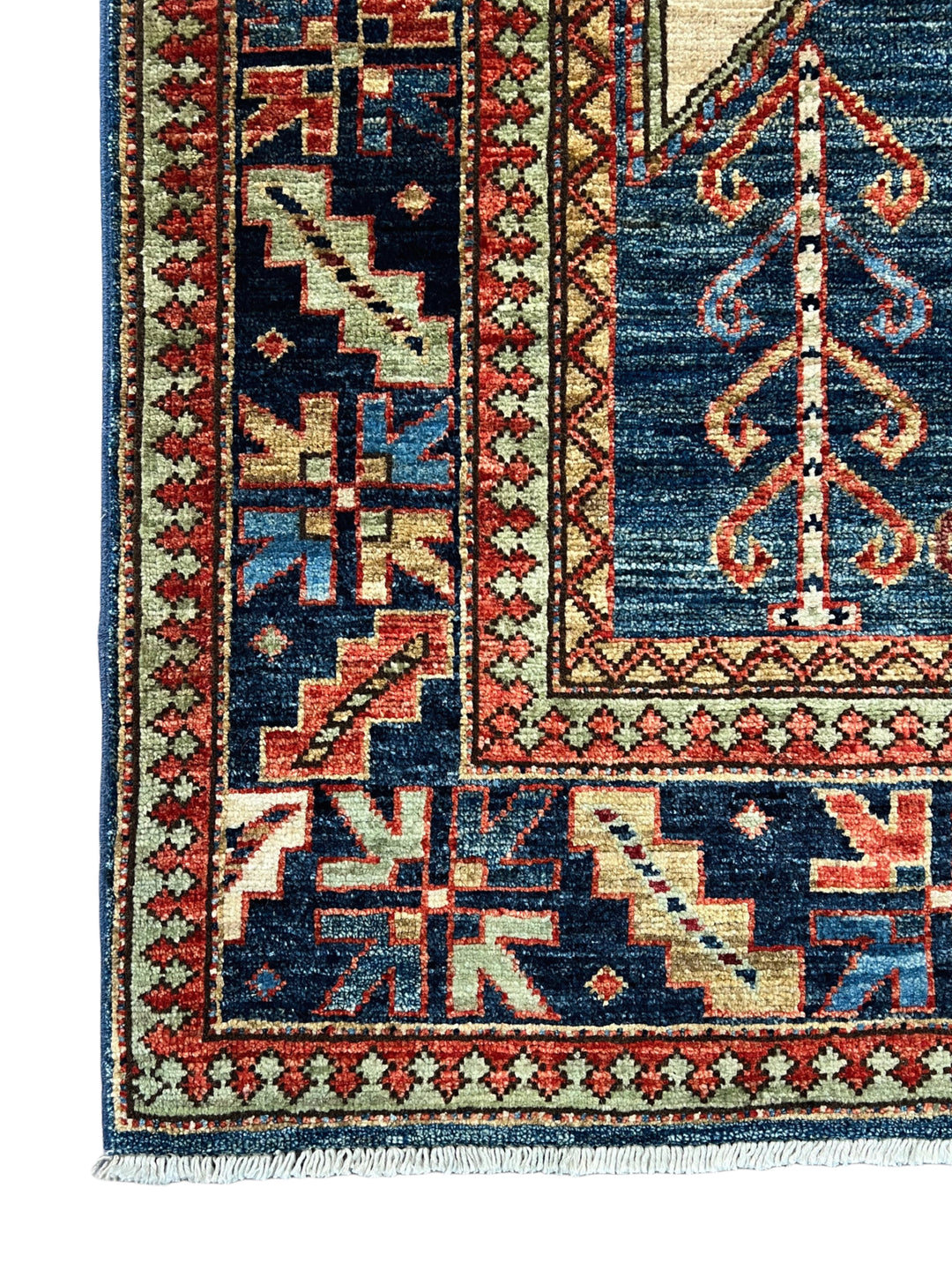 Ararat – Brick Red &amp; Navy Geometric Medallion Rug – 4’1” x 6’3”