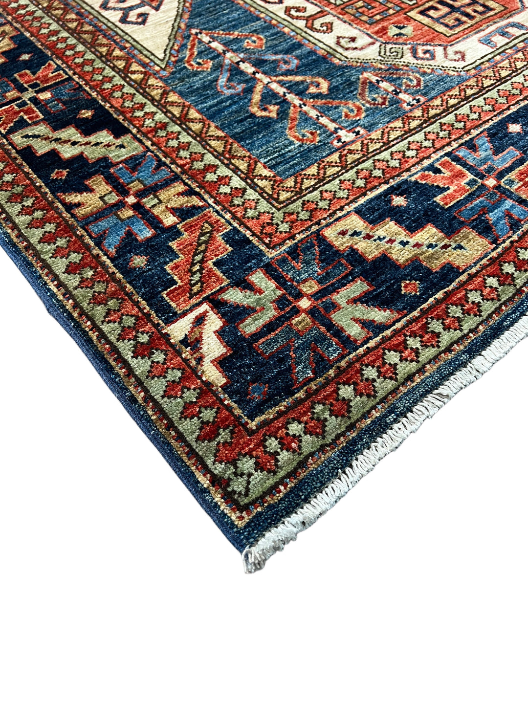 Ararat – Brick Red &amp; Navy Geometric Medallion Rug – 4’1” x 6’3”