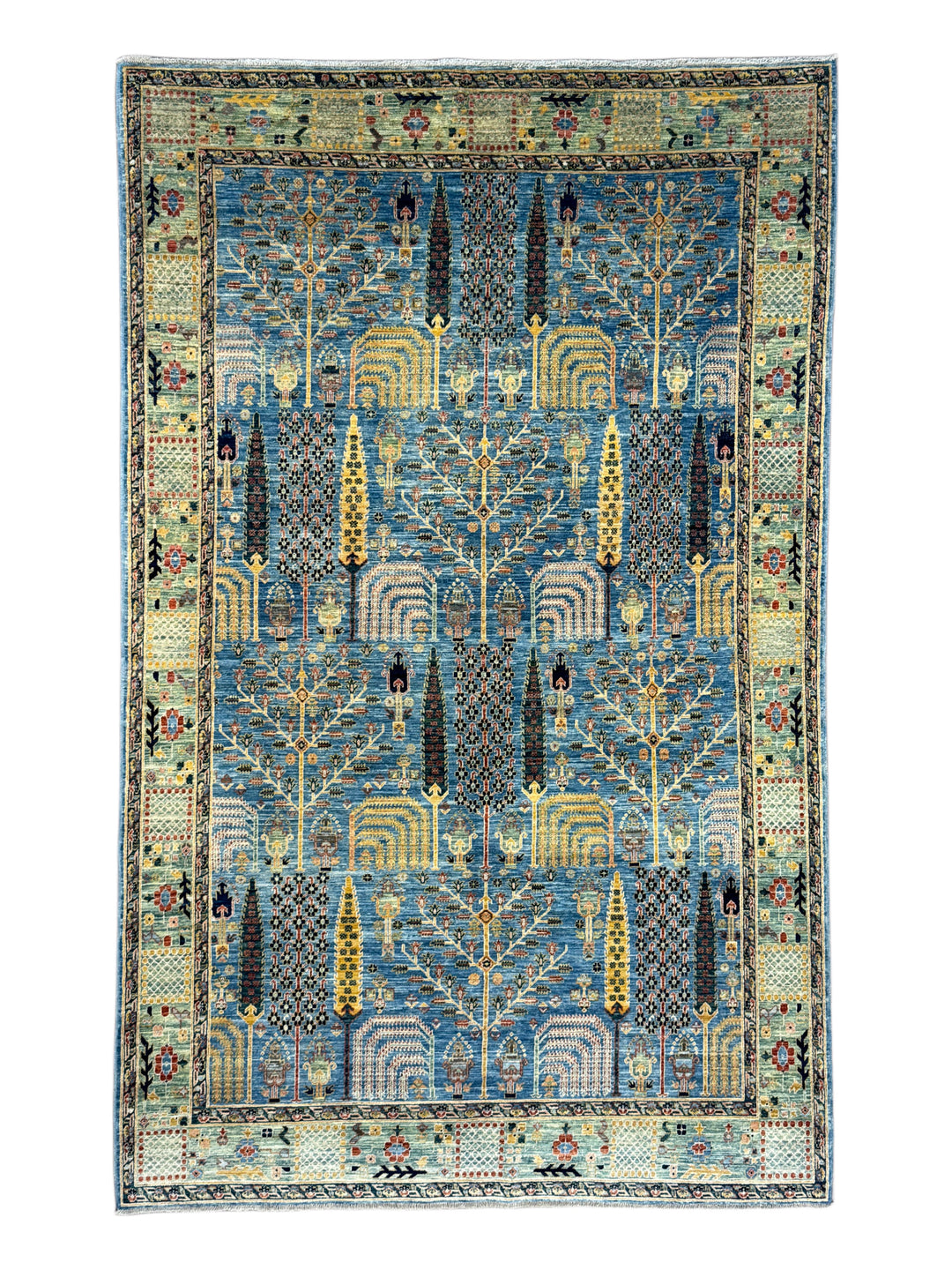 Babylon Garden - Blue &amp; Sage Garden Design Rug – 6’2” x 9’8”