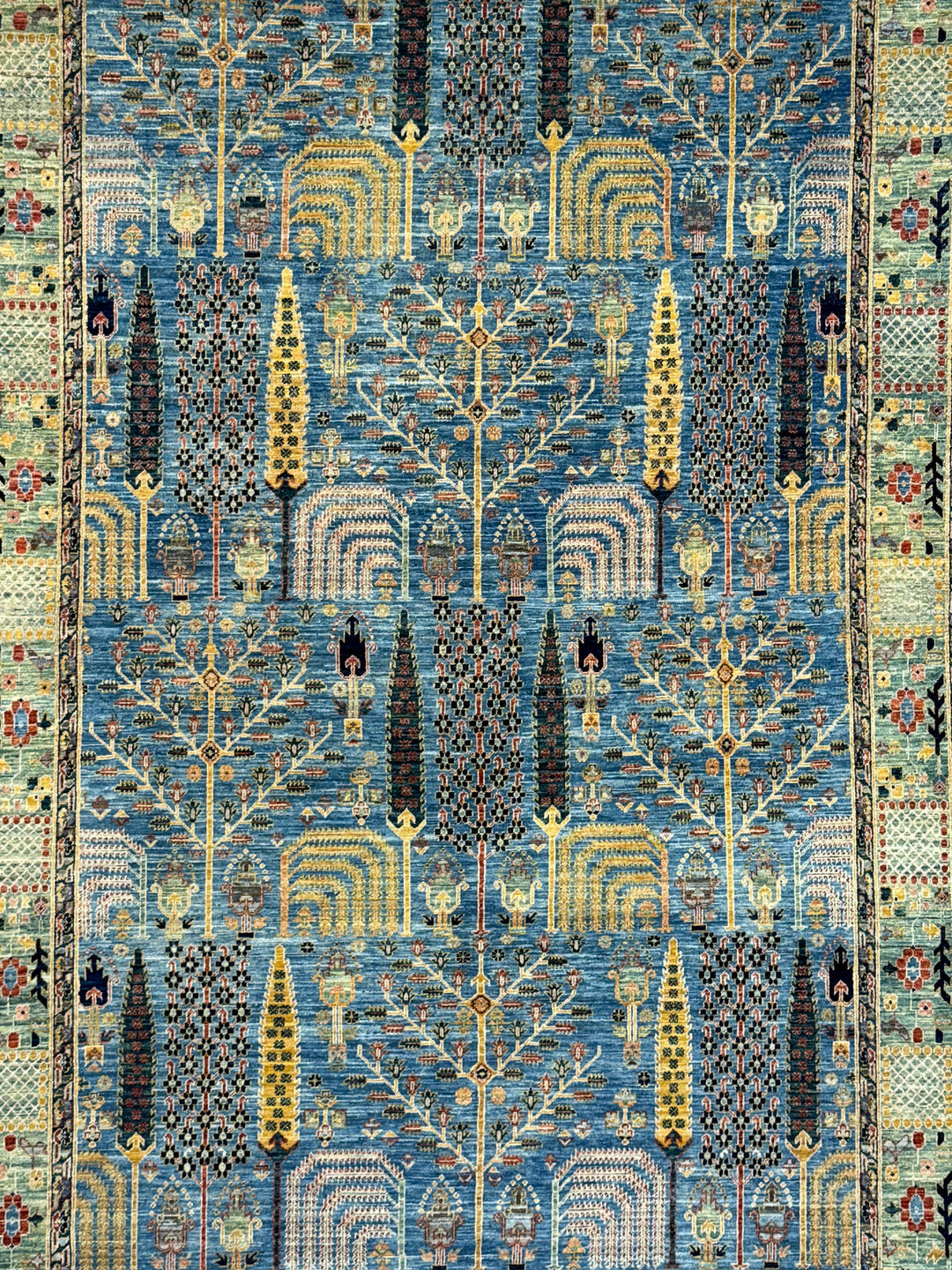 Babylon Garden - Blue &amp; Sage Garden Design Rug – 6’2” x 9’8”