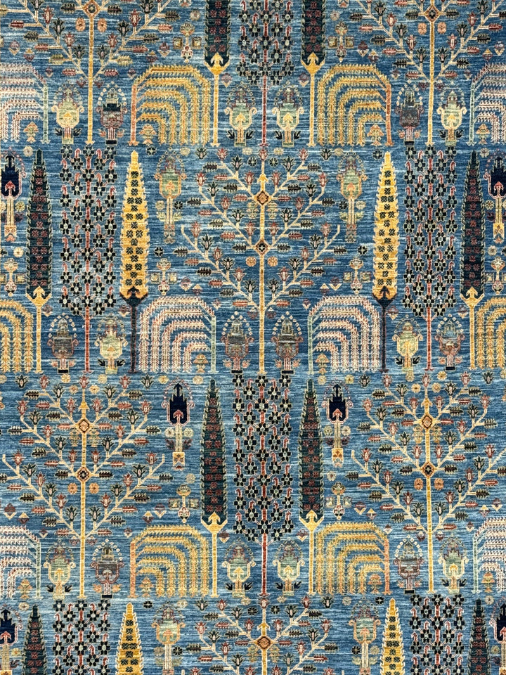 Babylon Garden - Blue &amp; Sage Garden Design Rug – 6’2” x 9’8”